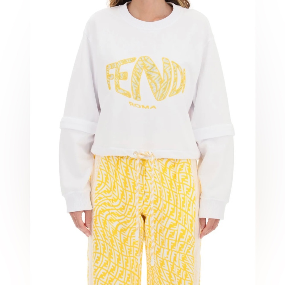 Fendi Logo Embroidered Cropped Sweatshirt